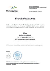 Heilpraktikerin Erlaubnisurkunde